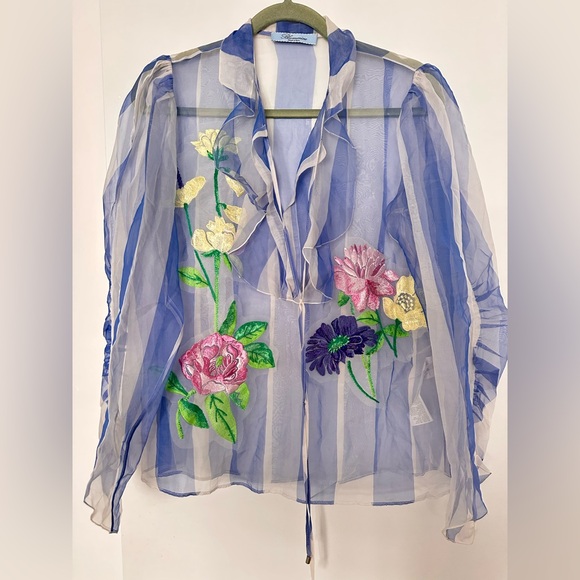 Blumarine Floral silk Sheer Blouse - Picture 2 of 16
